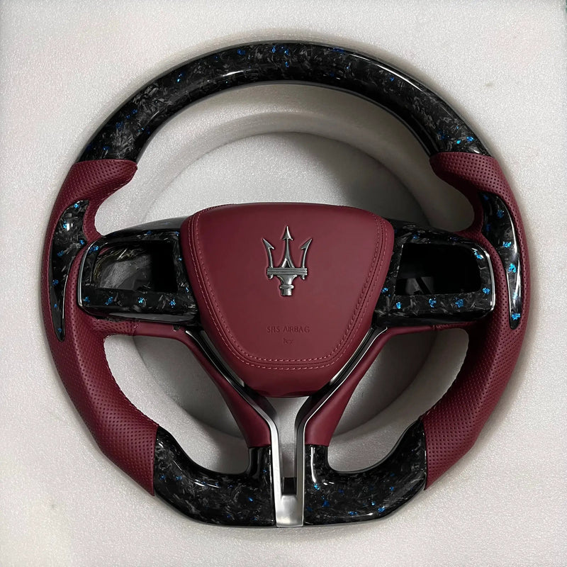 Maserati Steering Wheel (Forged Carbon Fiber+Perforated Leather) #04 by CARBONISE