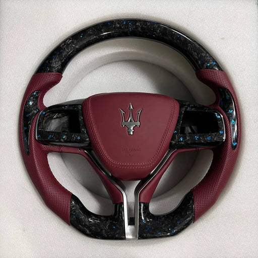 Maserati Steering Wheel (Forged Carbon Fiber+Perforated Leather) #04 by CARBONISE