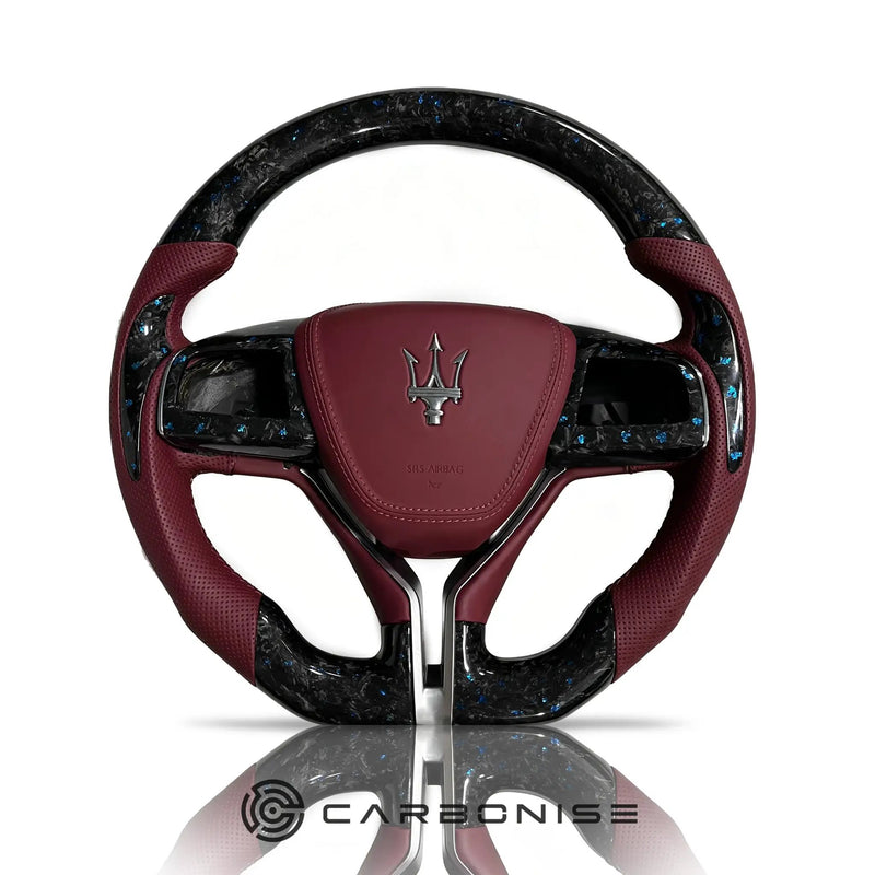 Maserati Steering Wheel (Forged Carbon Fiber+Perforated Leather) #04 by CARBONISE