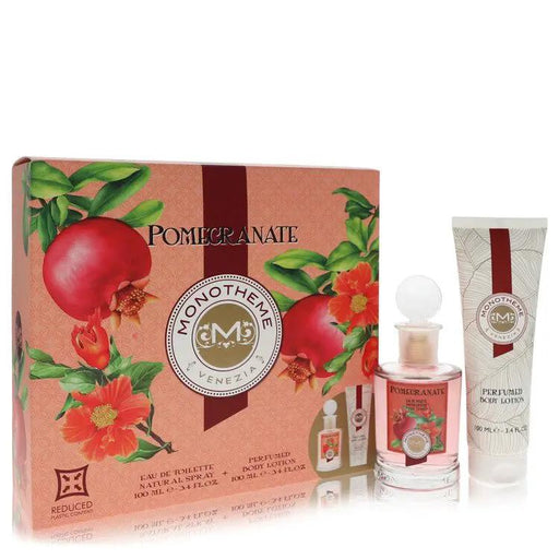 Brands HD Gift Set - 3.4 oz Eau De Toilette Spray + 3.4 oz Body Lotion Monotheme Promegranate Gift Set - 3.4 oz Eau De Toilette Spray + 3.4 oz Body Lotion by Monotheme -- Monotheme Promegranate Gift Set - 3.4 oz Eau De Toilette Spray + 3.4 oz Body Lotion by Monotheme --