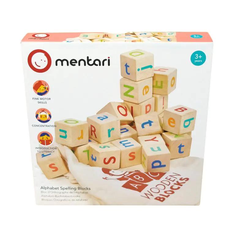 Alphabet Spelling Blocks – Mentari | Wooden Toy NZ by Curious Moonbeam