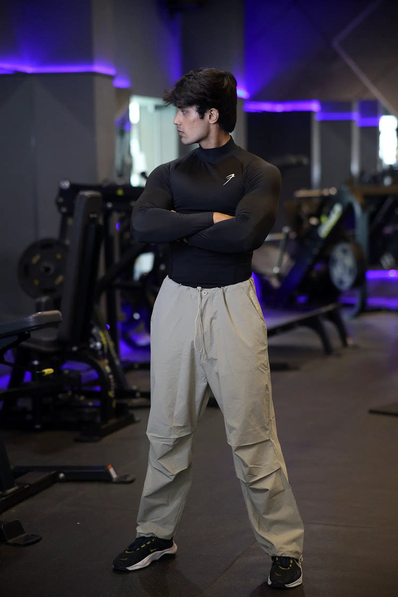 High Neck Compression Full Sleeves T-shirt Black by Fuaark Nz
