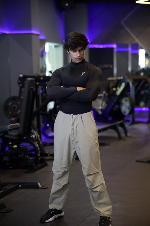High Neck Compression Full Sleeves T-shirt Black by Fuaark Nz