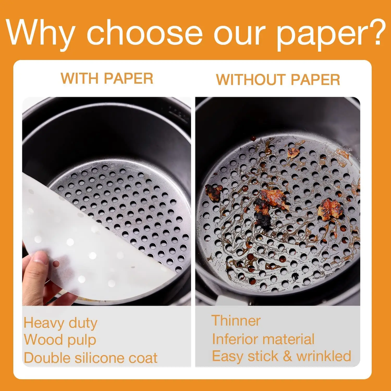 200pcs Air Fryer Liners Perforated Parchment Paper by salelink.co.nz