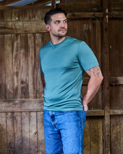 Men's Crew Short Sleeve T-shirt - 100% Merino Wool, Fern Green by Merino 365 NZ