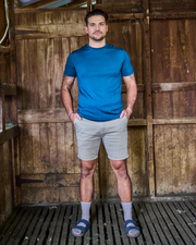 Men's Crew Short Sleeve T-shirt - 100% Merino Wool, Orion Blue by Merino 365 NZ