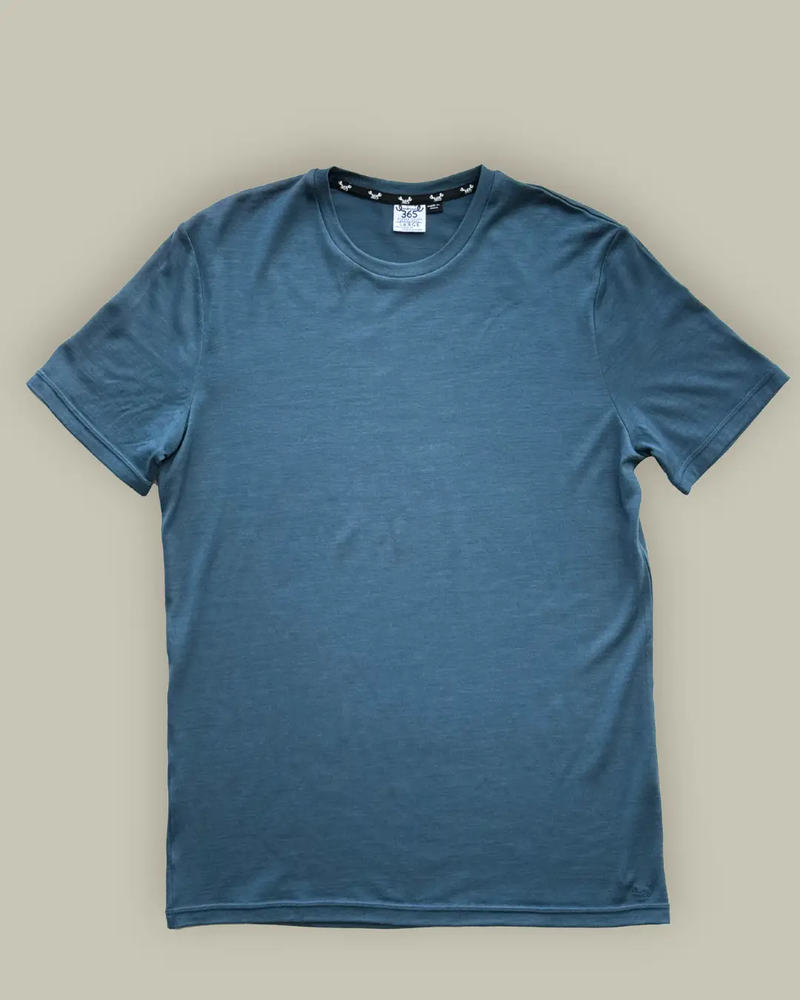 Men's Crew Short Sleeve T-shirt - 100% Merino Wool, Orion Blue by Merino 365 NZ