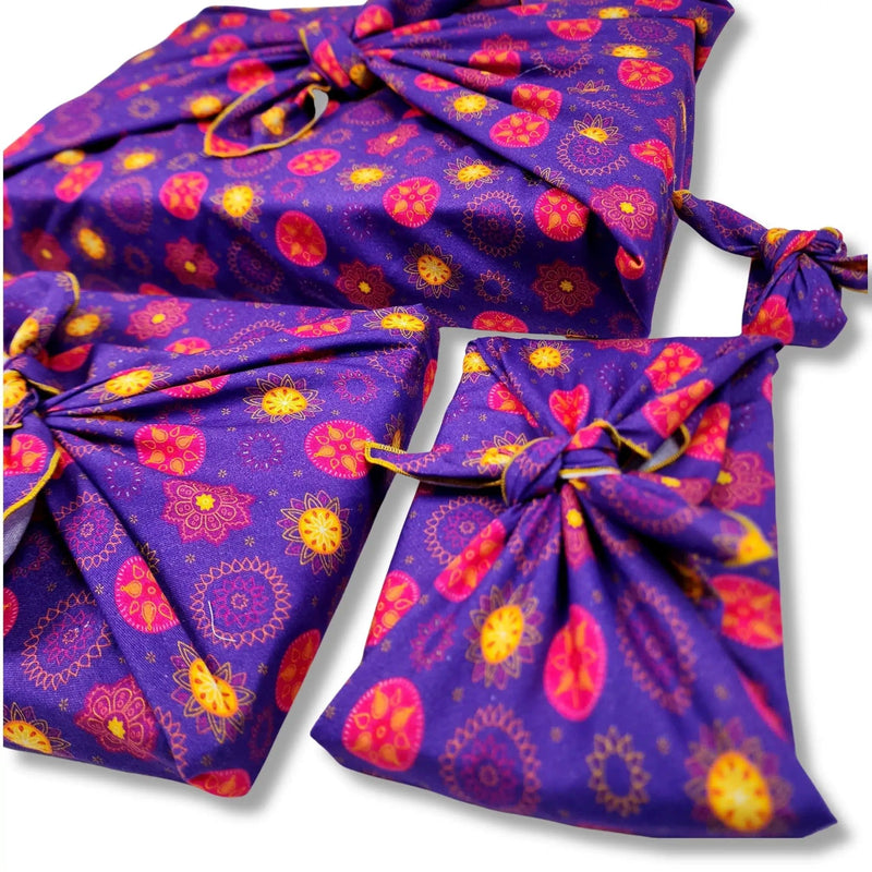Waste Free Celebrations Furoshiki Wrapping Cloths Marigold Mandala - 4 Furoshiki Gift Wraps Marigold Mandala - 4 Furoshiki Gift Wraps