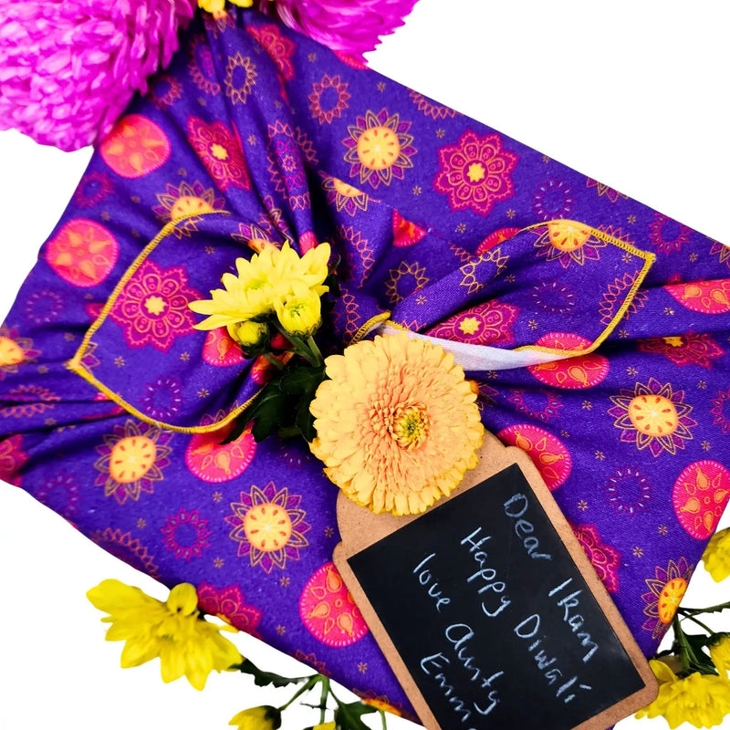 Waste Free Celebrations Furoshiki Wrapping Cloths Marigold Mandala - 4 Furoshiki Gift Wraps Marigold Mandala - 4 Furoshiki Gift Wraps