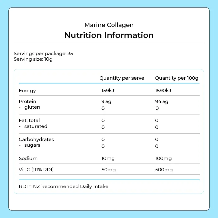 Marine Collagen Powder - Unflavoured 350g by Kiwi Nutrition