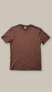 Men’s V-Neck T-shirt – Merino Blend 180gsm, Cinnamon by Merino 365 NZ