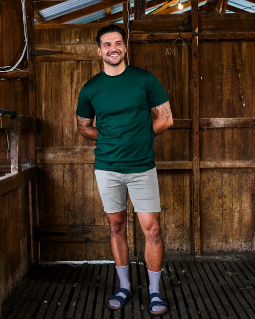 Men's Crew Short Sleeve T-shirt - 100% Merino Wool, Pine Green by Merino 365 NZ