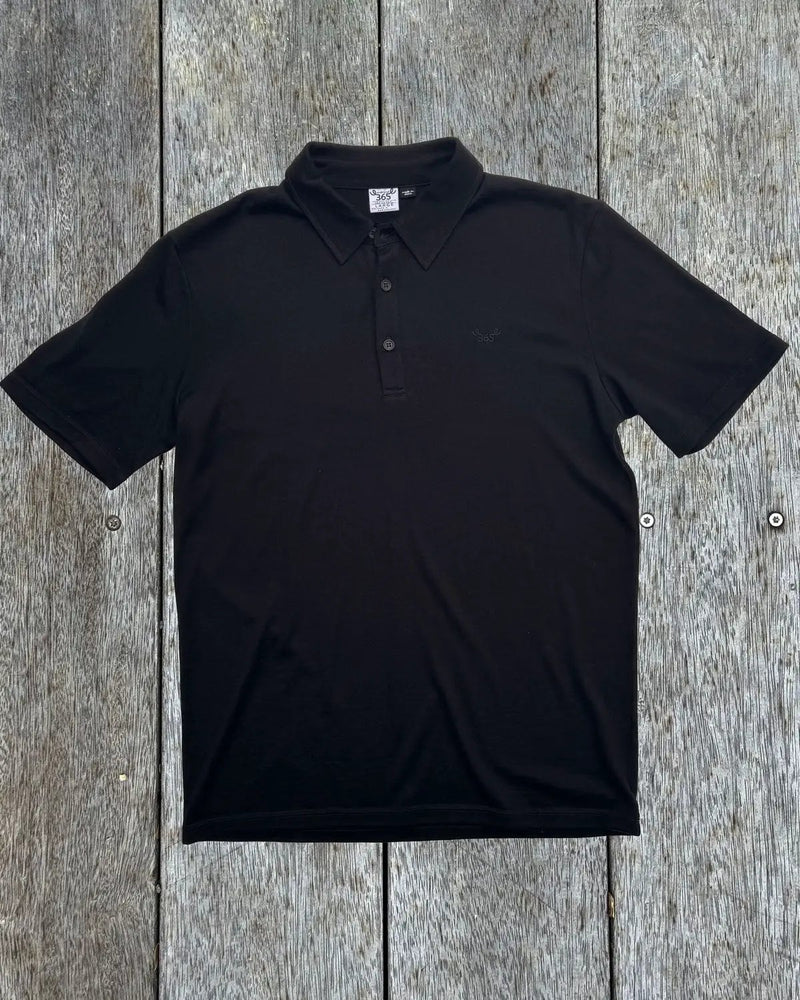 Men's Polo - 100% Merino Wool, Black by Merino 365 NZ