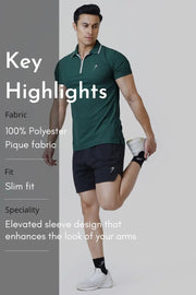 Stride Polo T-shirt Green by Fuaark Nz
