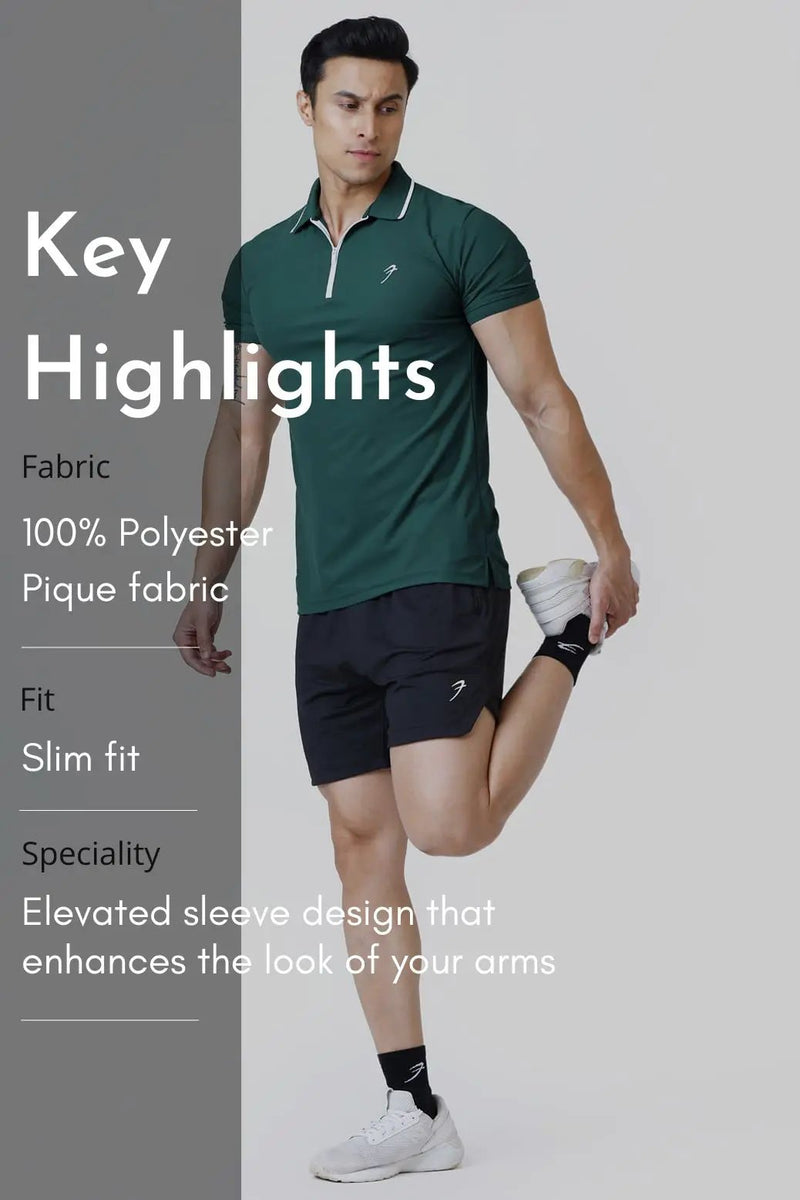 Stride Polo T-shirt Green by Fuaark Nz