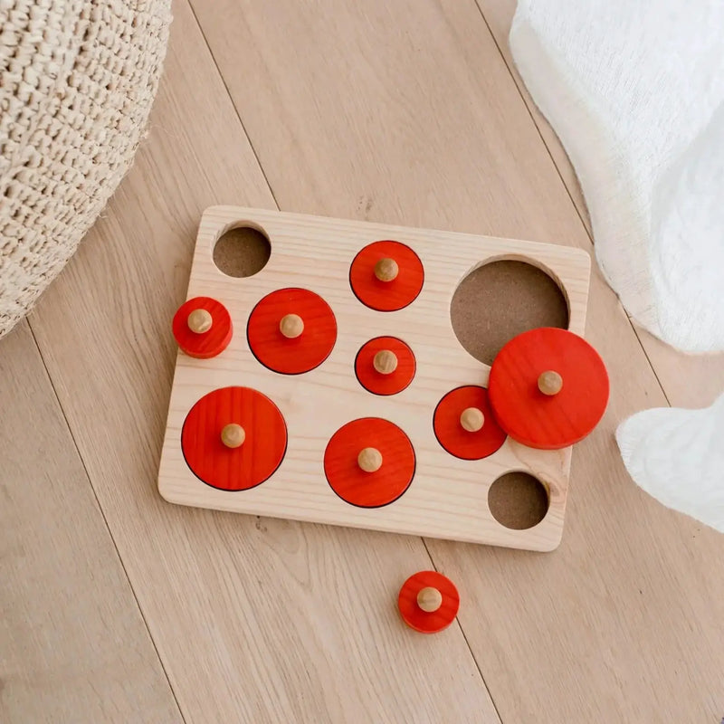 Montessori Size Sorting Knob Puzzle - Qtoys | Wooden Toy NZ by Curious Moonbeam