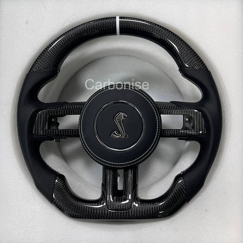 Mustang Steering Wheel (Carbon Fiber+Perforated Leather) #3 by CARBONISE