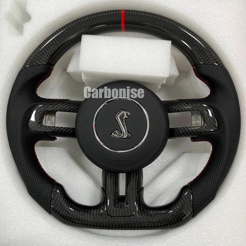 Mustang Steering Wheel (Carbon Fiber+Perforated Leather) #4 by CARBONISE