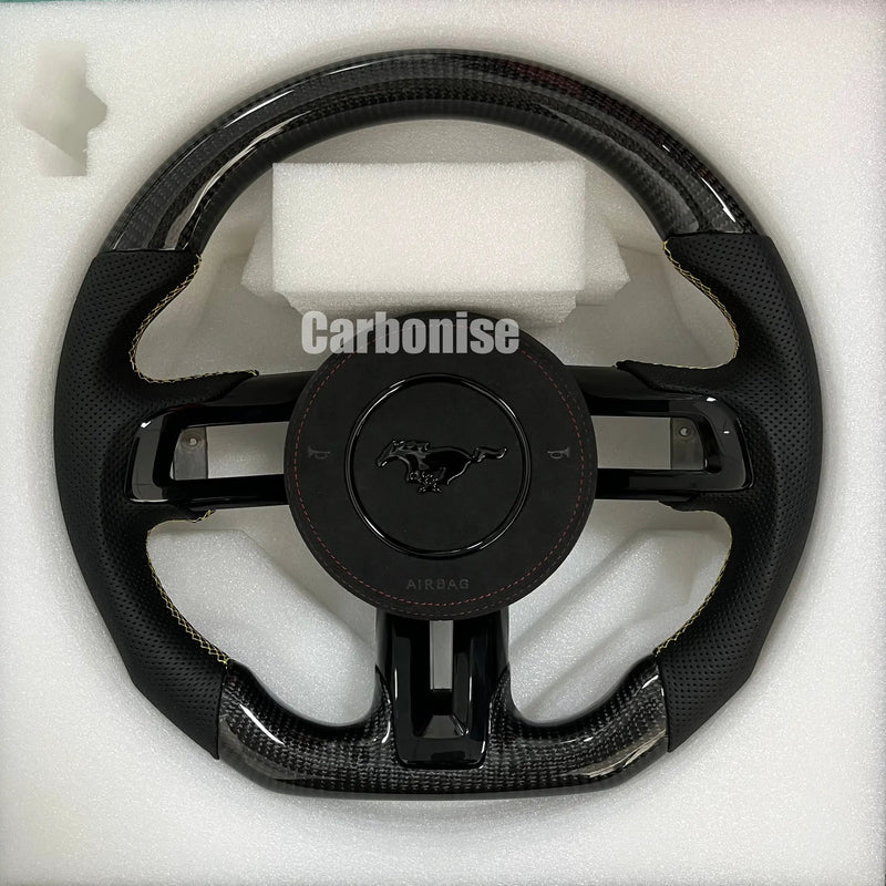 Mustang Steering Wheel (Carbon Fiber+Perforated Leather) #7 by CARBONISE