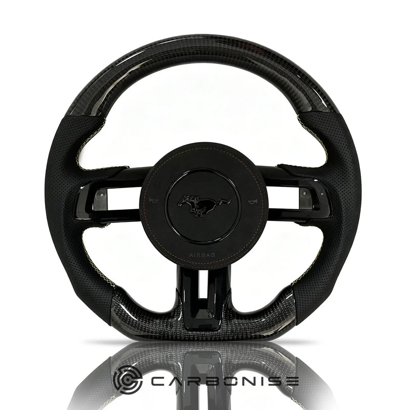 Mustang Steering Wheel (Carbon Fiber+Perforated Leather) #7 by CARBONISE