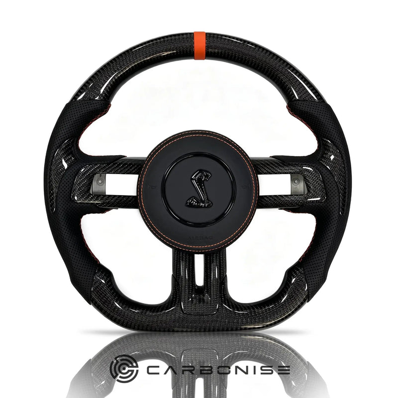 Mustang Steering Wheel (Carbon Fiber+Perforated Leather) #9 by CARBONISE