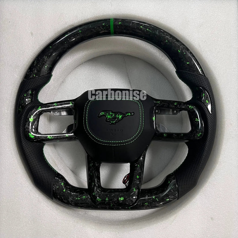 Mustang Steering Wheel (Forged Carbon Fiber+Perforated Leather) @1 by CARBONISE