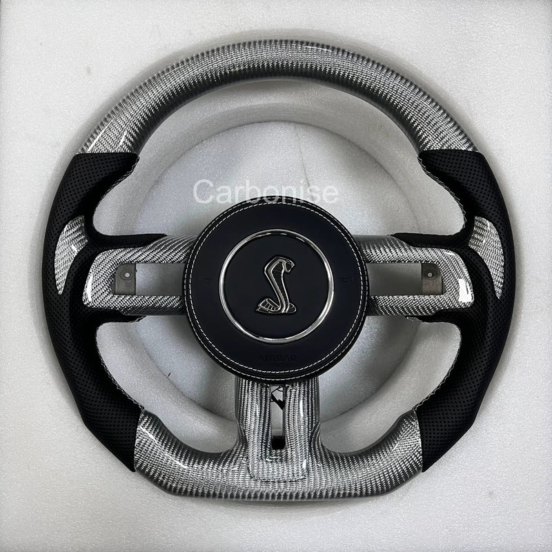 Mustang Steering Wheel (Carbon Fiber+Perforated Leather) #10 by CARBONISE