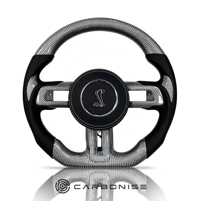 Mustang Steering Wheel (Carbon Fiber+Perforated Leather) #10 by CARBONISE