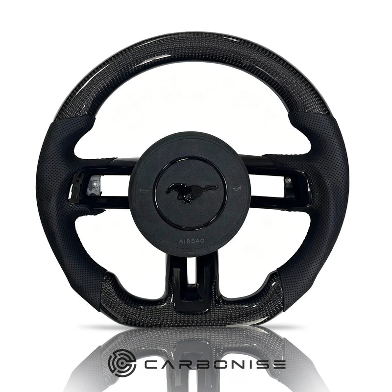 Mustang Steering Wheel (Carbon Fiber+Perforated Leather) #11 by CARBONISE