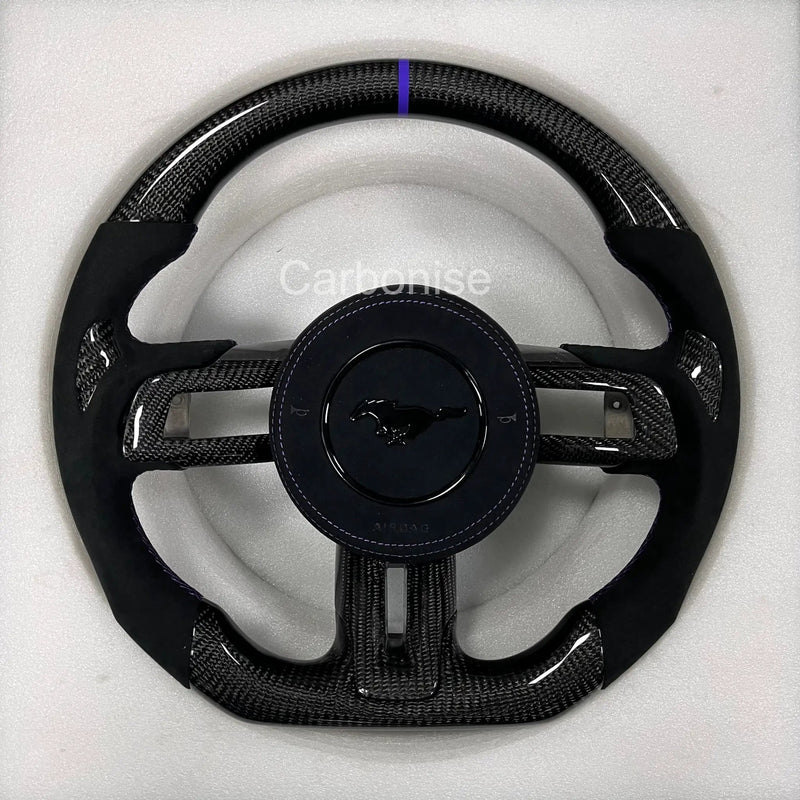 Mustang Steering Wheel (Carbon Fiber+Perforated Leather) #12 by CARBONISE