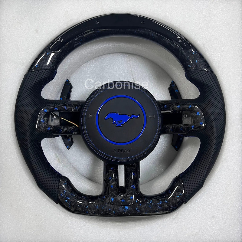 Mustang Steering Wheel (Forged Carbon+Perforated Leather)#13 by CARBONISE