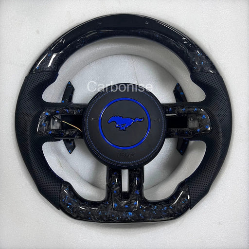 Mustang Steering Wheel (Forged Carbon+Perforated Leather)#13 by CARBONISE