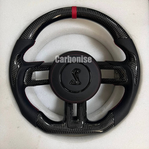 Mustang Steering Wheel (Carbon Fiber+Perforated Leather) #14 by CARBONISE