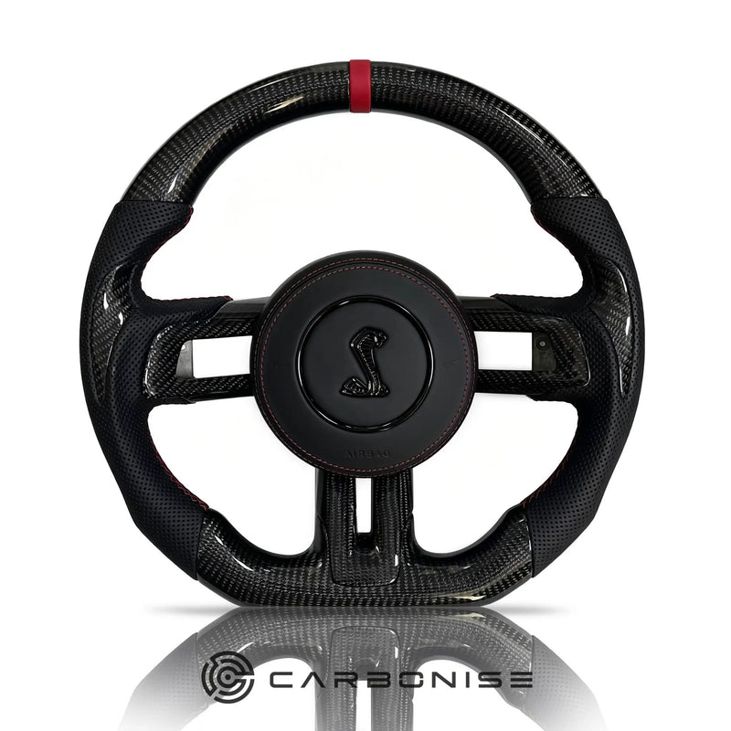Mustang Steering Wheel (Carbon Fiber+Perforated Leather) #14 by CARBONISE