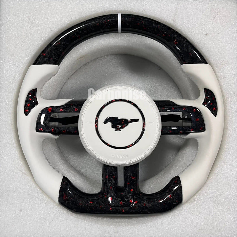 Mustang Steering Wheel (Forged Carbon Fiber+Leather)#16 by CARBONISE