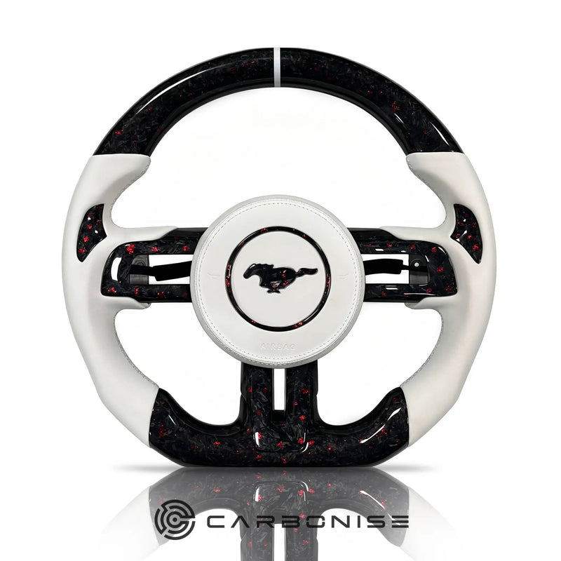 Mustang Steering Wheel (Forged Carbon Fiber+Leather)#16 by CARBONISE