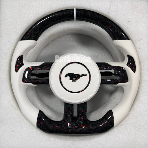 Mustang Steering Wheel (Forged Carbon Fiber+Leather)#16 by CARBONISE