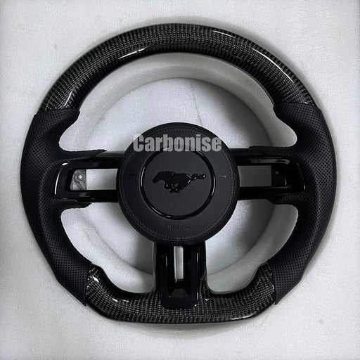 Mustang Steering Wheel (Carbon Fiber+Perforated Leather) #17 by CARBONISE