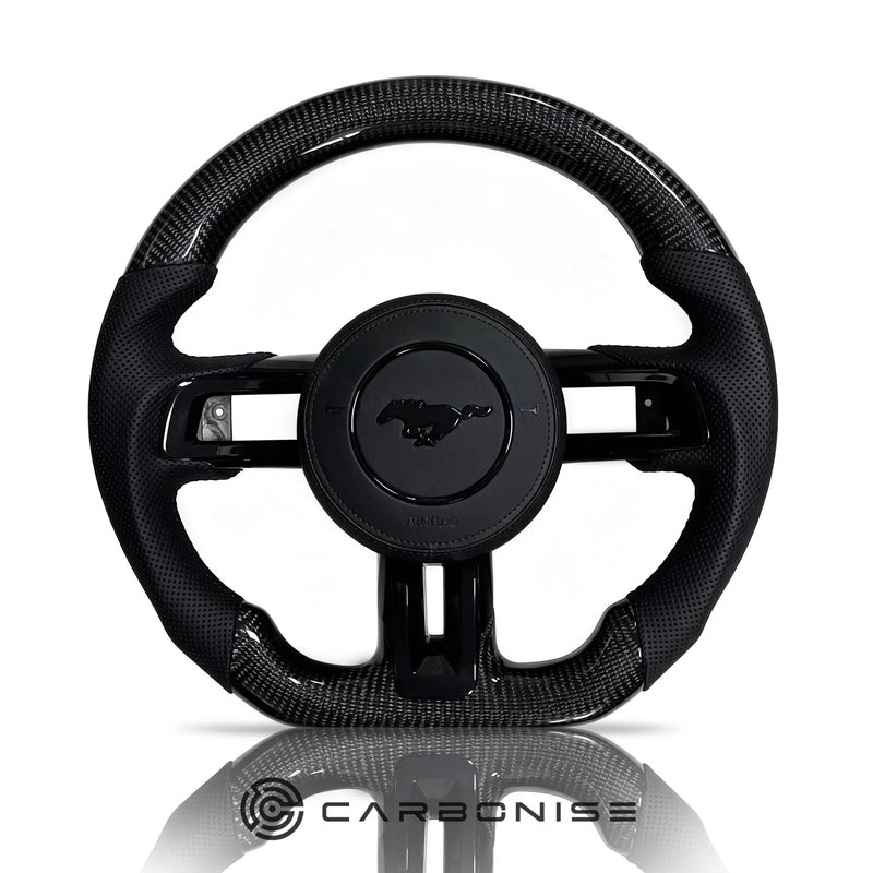 Mustang Steering Wheel (Carbon Fiber+Perforated Leather) #17 by CARBONISE