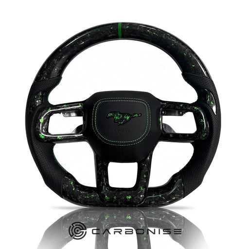 Mustang Steering Wheel (Forged Carbon Fiber+Perforated Leather) @1 by CARBONISE