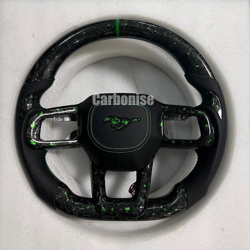 Mustang Steering Wheel (Forged Carbon Fiber+Perforated Leather) @1 by CARBONISE