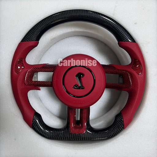 Mustang Steering Wheel (Carbon Fiber+Perforated Leather) #20 by CARBONISE