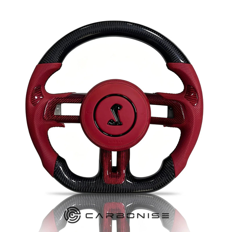 Mustang Steering Wheel (Carbon Fiber+Perforated Leather) #20 by CARBONISE