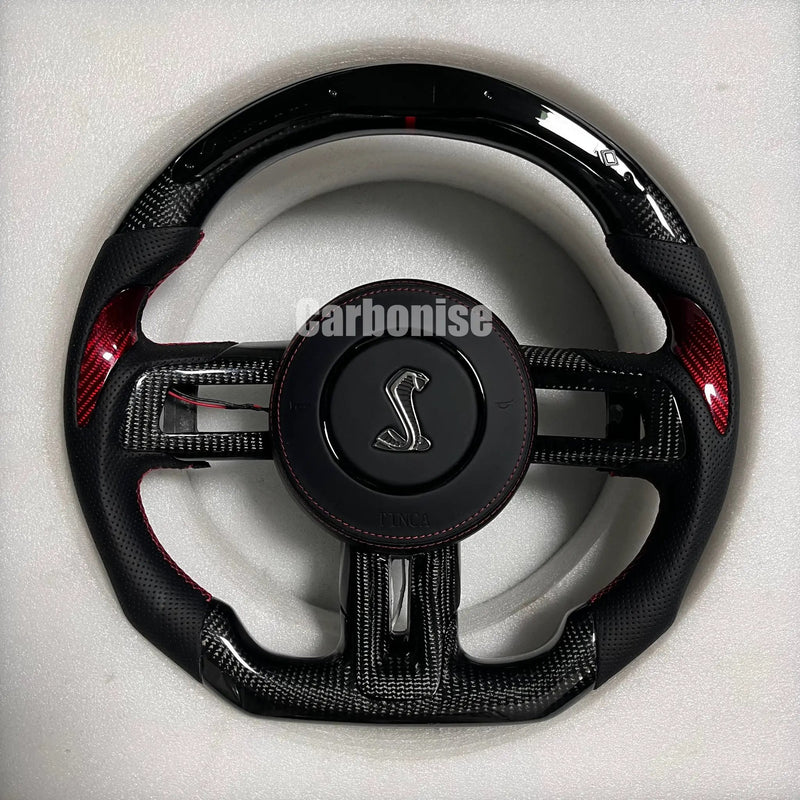 Mustang Steering Wheel (Carbon Fiber+Perforated Leather) #21 by CARBONISE