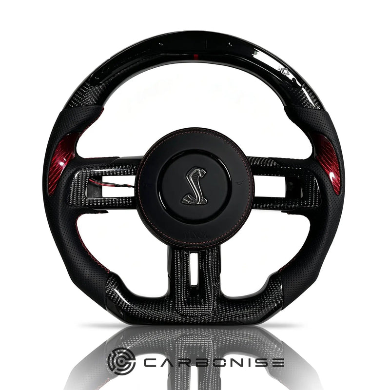 Mustang Steering Wheel (Carbon Fiber+Perforated Leather) #21 by CARBONISE