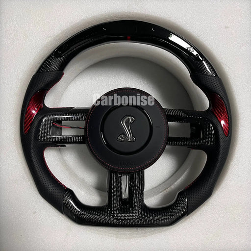 Mustang Steering Wheel (Carbon Fiber+Perforated Leather) #21 by CARBONISE