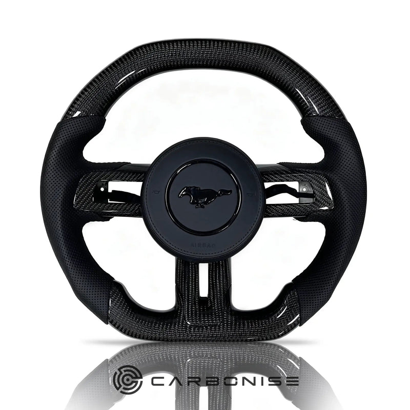 Mustang Steering Wheel (Carbon Fiber+Perforated Leather)#2 by CARBONISE