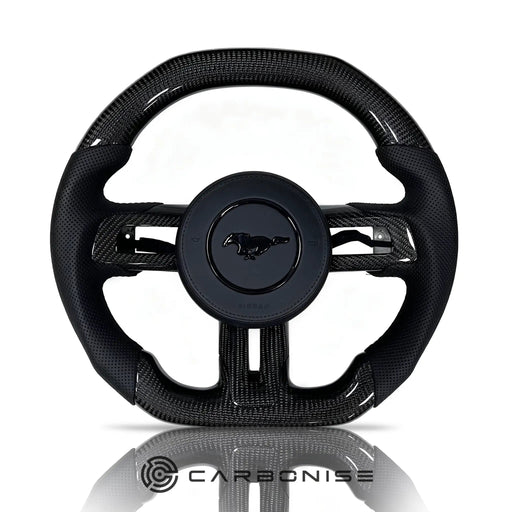 Mustang Steering Wheel (Carbon Fiber+Perforated Leather)#2 by CARBONISE