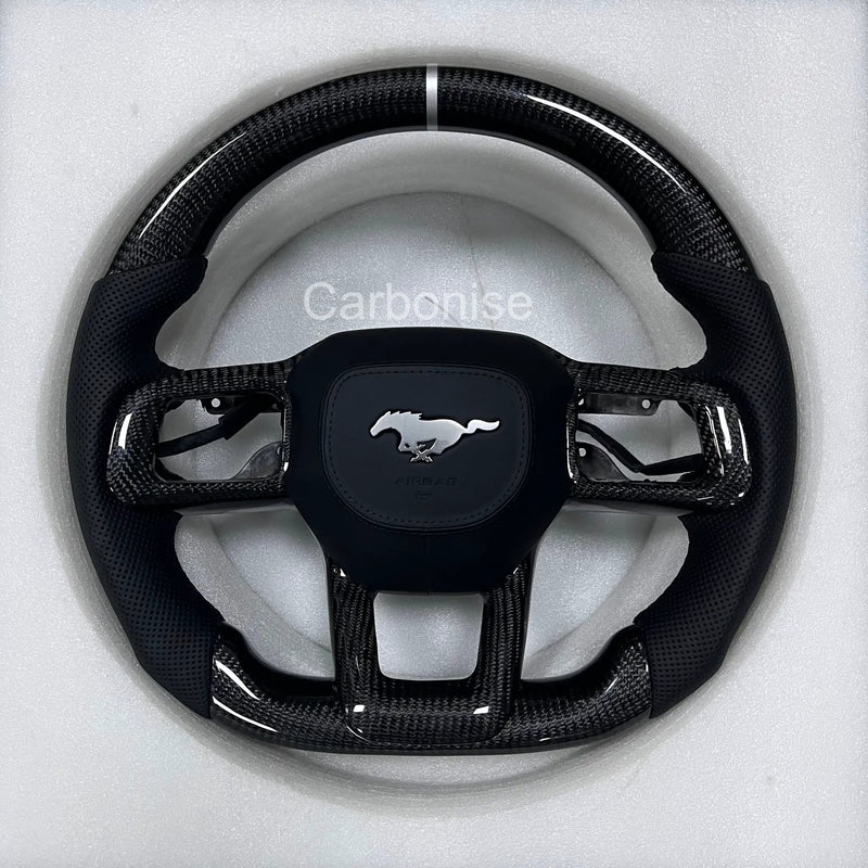 Mustang Steering Wheel (Carbon Fiber+Perforated Leather) @3 by CARBONISE