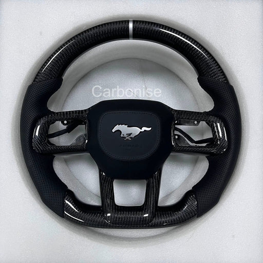 Mustang Steering Wheel (Carbon Fiber+Perforated Leather) @3 by CARBONISE